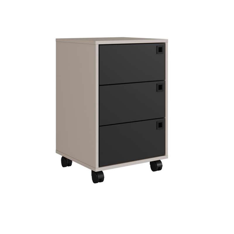Gaveteiro de 3 Gavetas Roma estilo industrial Suede e Preto - Suede e Preto