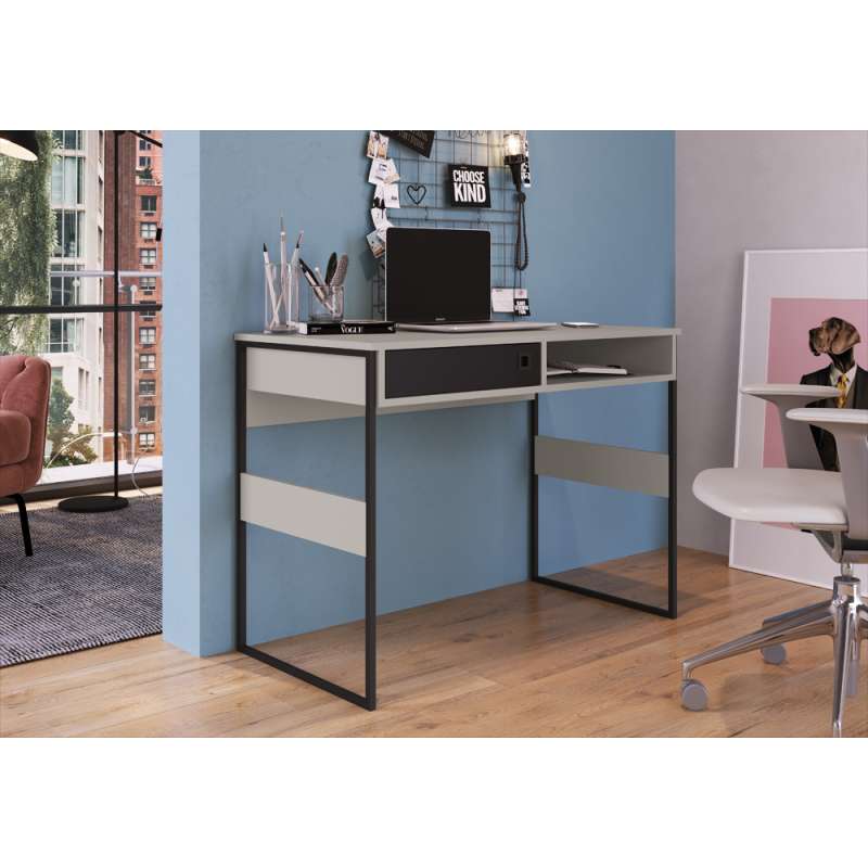 Mesa Home Office Sydney 100 cm Bege - Metallic Suede Bege