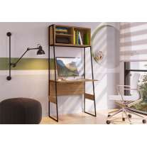 Escrivaninha Industrial com Nicho Aéreo Califórnia Marrom