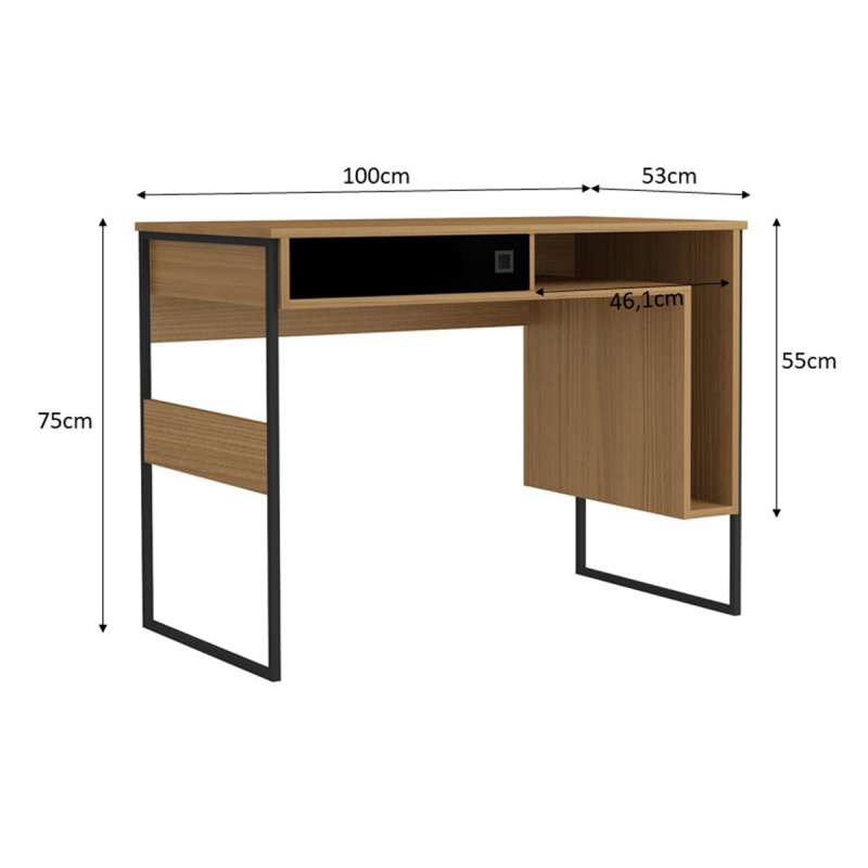 Escrivaninha Industrial com Nicho Cancun 100cm Marrom - Frassino Almendra Marrom