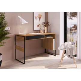 Escrivaninha Industrial com Nicho Cancun 120cm Marrom - Frassino Almendra Marrom