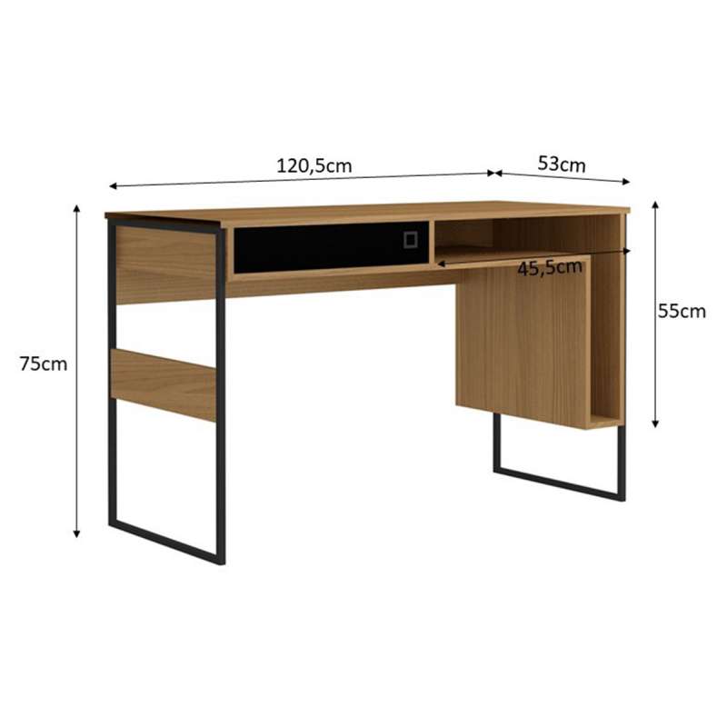 Escrivaninha Industrial com Nicho Cancun 120cm Marrom - Frassino Almendra Marrom