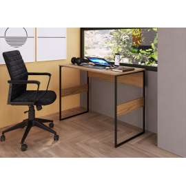Mesa Home Office Tubular Madrid 100cm Marrom - Frassino Almendra Marrom