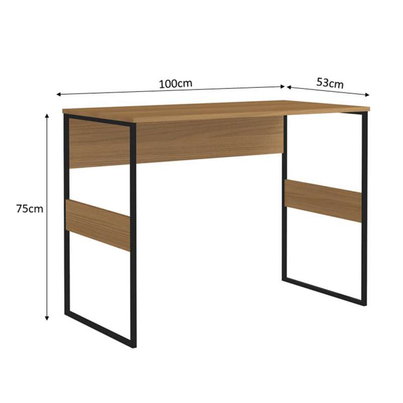 Mesa Home Office Tubular Madrid 100cm Marrom - Frassino Almendra Marrom