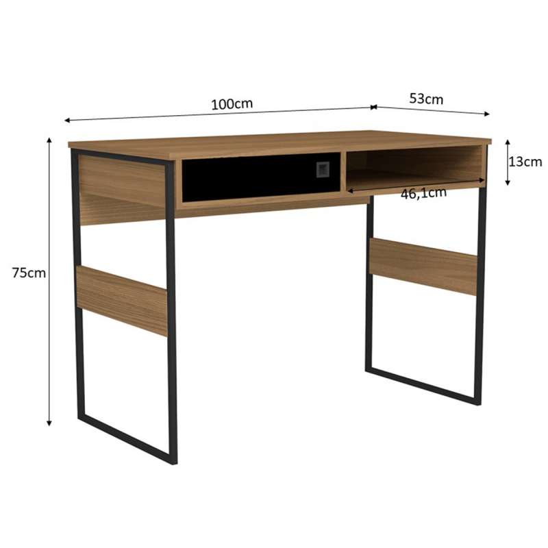 Mesa Home Office Estilo Industrial Sydney 100cm Marrom - Frassino Almendra Marrom