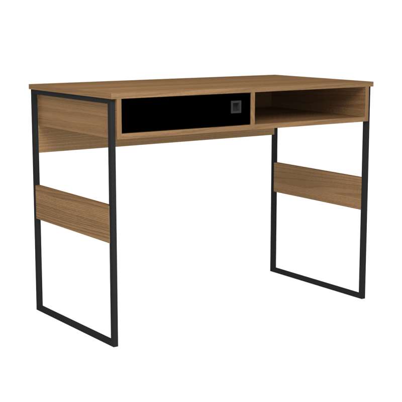 Mesa Home Office Estilo Industrial Sydney 100cm Marrom - Frassino Almendra Marrom