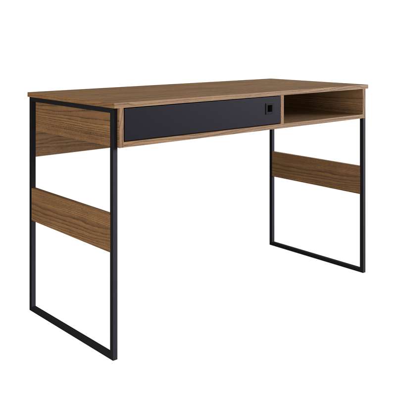 Mesa Home Office Estilo Industrial Sydney 120cm Marrom - Frassino Almendra Marrom