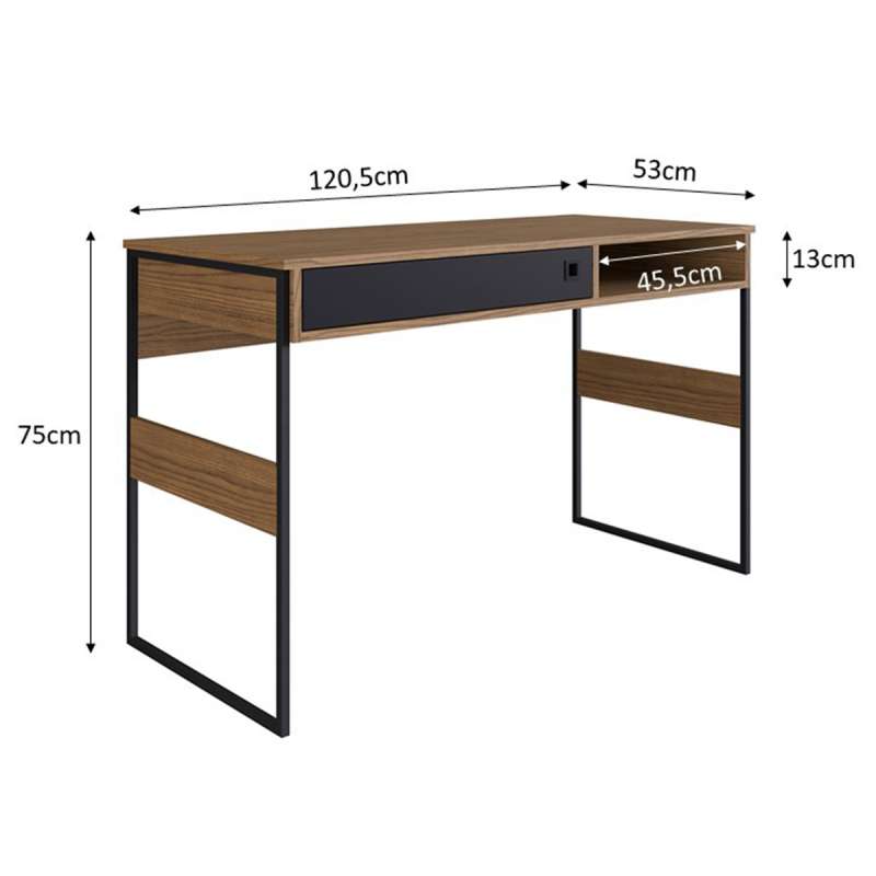 Mesa Home Office Estilo Industrial Sydney 120cm Marrom - Frassino Almendra Marrom