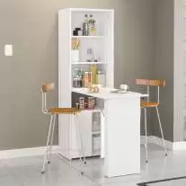 Armário multiuso Goiás 1 mesa retrátil 2 portas Branco Politorno Armário multiuso Goiás 1 mesa retrátil 2 portas Branco Politorno