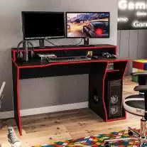 Mesa gamer Fremont para 2 monitores Preto/Vermelho Politorno Mesa gamer Fremont para 2 monitores Preto/Vermelho Politorno