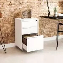 Gaveteiro Maia 3 gavetas (1 para pastas suspensas) Branco Politorno