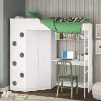 Cama multifuncional Alagoas com roupeiro e escrivaninha Branco Politorno Cama multifuncional Alagoas com roupeiro e escrivaninha Branco Politorno