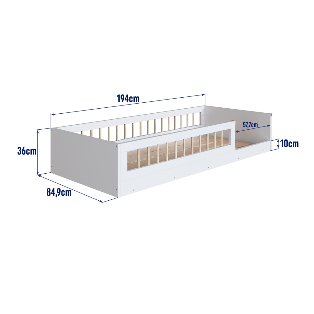 Cama Montessoriana Solteiro Affetto Branco Completa Móveis